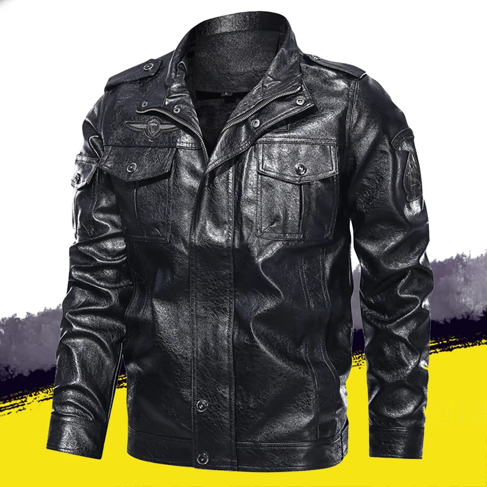 PU Leather Jacket Men Vintage Lapel Motorcycle Jacket Men Leather Jacket Black Thin Biker Coat Fashion Outwear Clothing Men Tops
PU Leather Jacket Men Vintage Lapel Motorcycle Jacket Men Leather Jacket Black Thin Biker Coat Fashion Outwear Clothing Men Tops