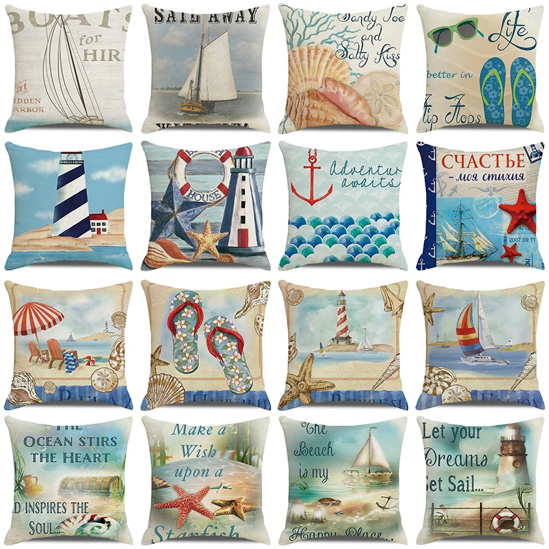 Nautical Style Cushion Cover 45x45 cm Starfish Beach Chair Sailing Slippers Printed Pillow Case Indoor Decor Linen Pillow Covers
Nautical Style Cushion Cover 45x45 cm Starfish Beach Chair Sailing Slippers Printed Pillow Case Indoor Decor Linen Pillow Covers