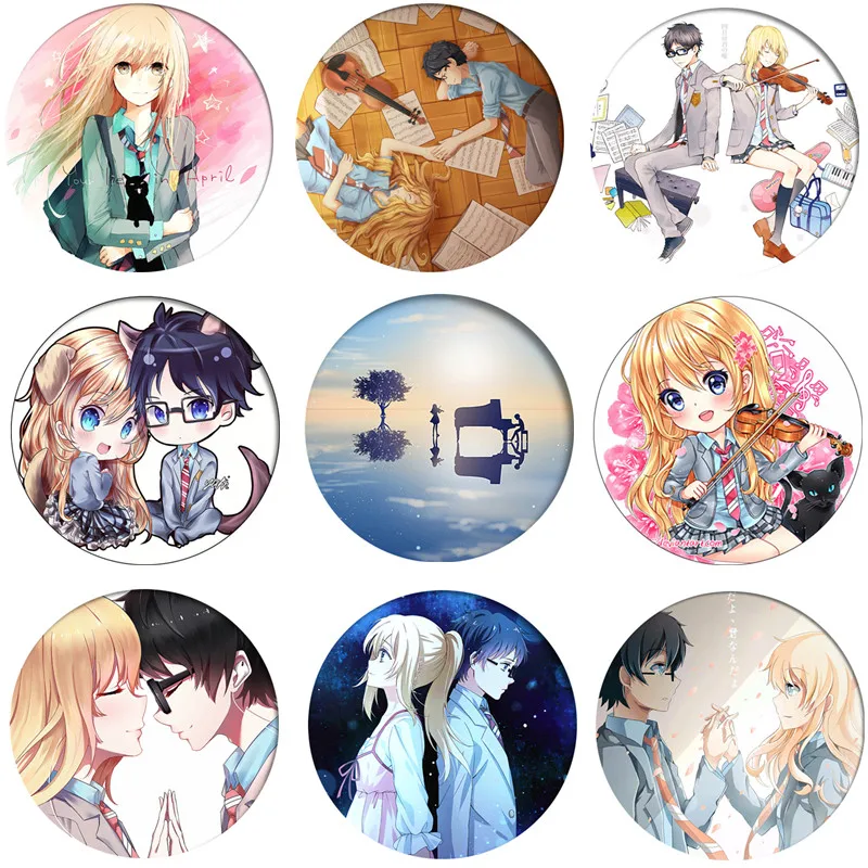 

Your Lie in April Cosplay Badge Kaori Miyazono Kousei Arima Brooch Pin Anime Accessories For Clothes Backpack Decoration gift