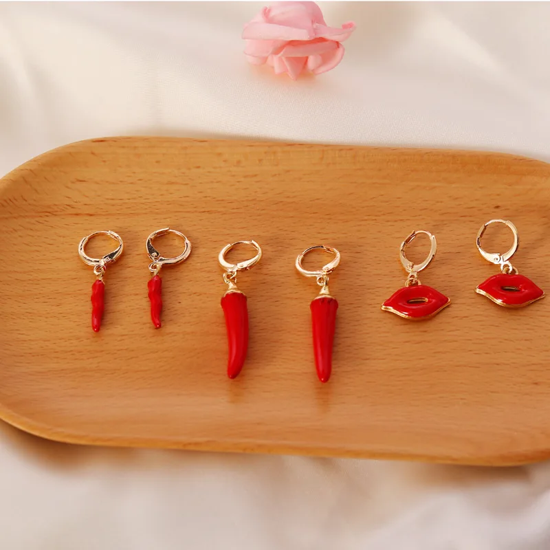 Minar Unique Design 3 Designs Red Colour Enamel Chili Lips Pendant Earrings for Women Girls Kawaii Earrings Accessories Gifts
Minar Unique Design 3 Designs Red Colour Enamel Chili Lips Pendant Earrings for Women Girls Kawaii Earrings Accessories Gifts