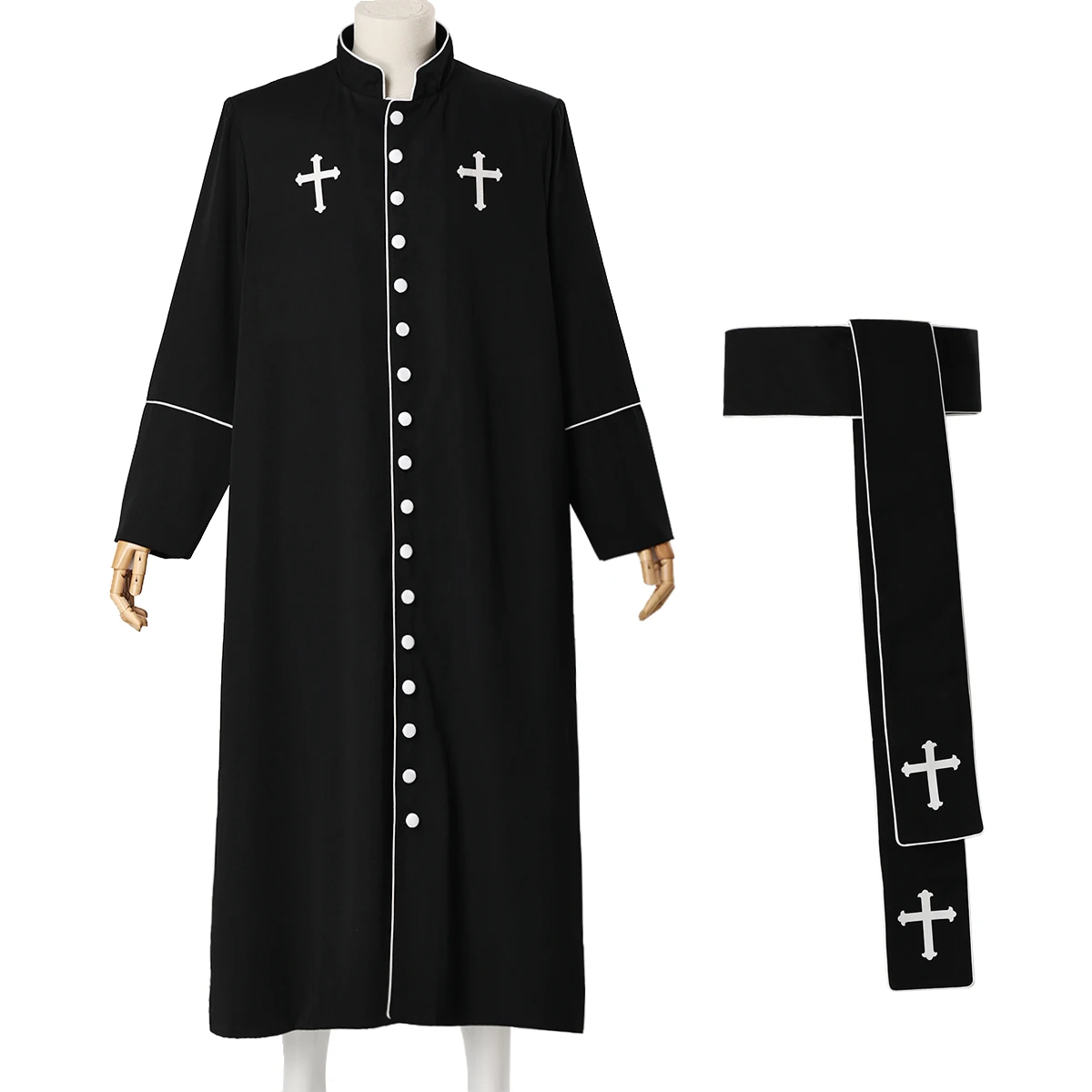 Priest Costume Cassock for Men Pastor Robe Church Choir Cross Minister Clergy Vestments Uniform
Priest Costume Cassock for Men Pastor Robe Church Choir Cross Minister Clergy Vestments Uniform