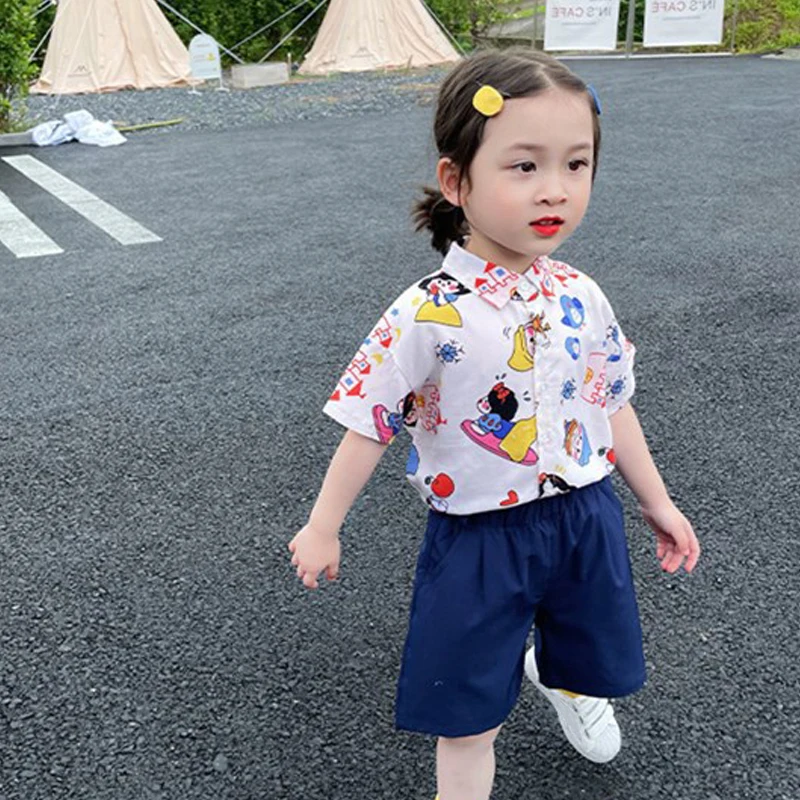 Girls Clothes Sets 2022 Summer New Children's Clothing Fashion Cartoons Cute Shirt Top Loose Shorts 2-Piece For Casual Outfits
Girls Clothes Sets 2022 Summer New Children's Clothing Fashion Cartoons Cute Shirt Top Loose Shorts 2-Piece For Casual Outfits