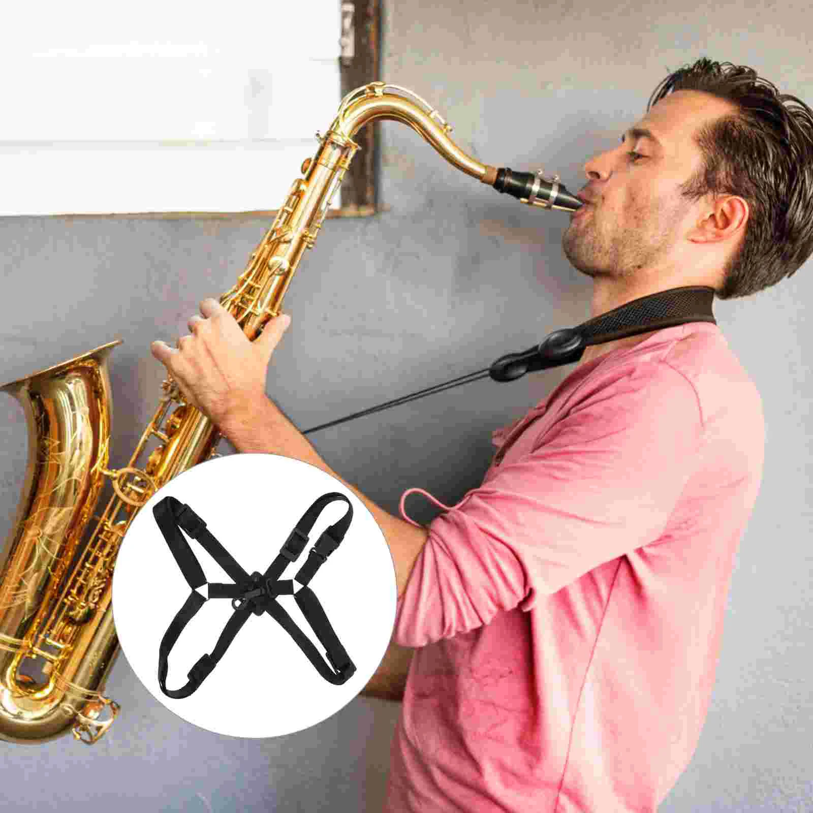 

Saxophone Strap Harness Shoulder Neck Sax Baritone Alto Tenor Accessories Clarinet Snap Hook Padded