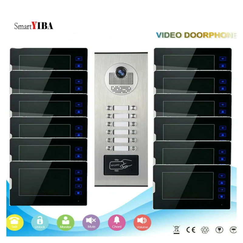 SmartYIBA Wired 7"Inch Monitor Video Intercom Door Phone Doorbell System Outdoor RFID Access Camera Intercom For 12 Apartment
SmartYIBA Wired 7"Inch Monitor Video Intercom Door Phone Doorbell System Outdoor RFID Access Camera Intercom For 12 Apartment