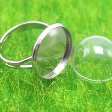 2PCS Adjustable Ring with Clear Glass Dome Terrarium 1/2 Globe Bottle 10mm-20mm