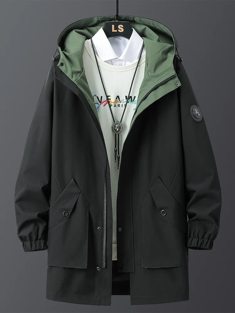 2022 Spring New Men Windbreaker Long Trench Coat Black Green Fashion Letter Plus Size Hooded Zipper Overcoat Casual Jackets 8XL
2022 Spring New Men Windbreaker Long Trench Coat Black Green Fashion Letter Plus Size Hooded Zipper Overcoat Casual Jackets 8XL