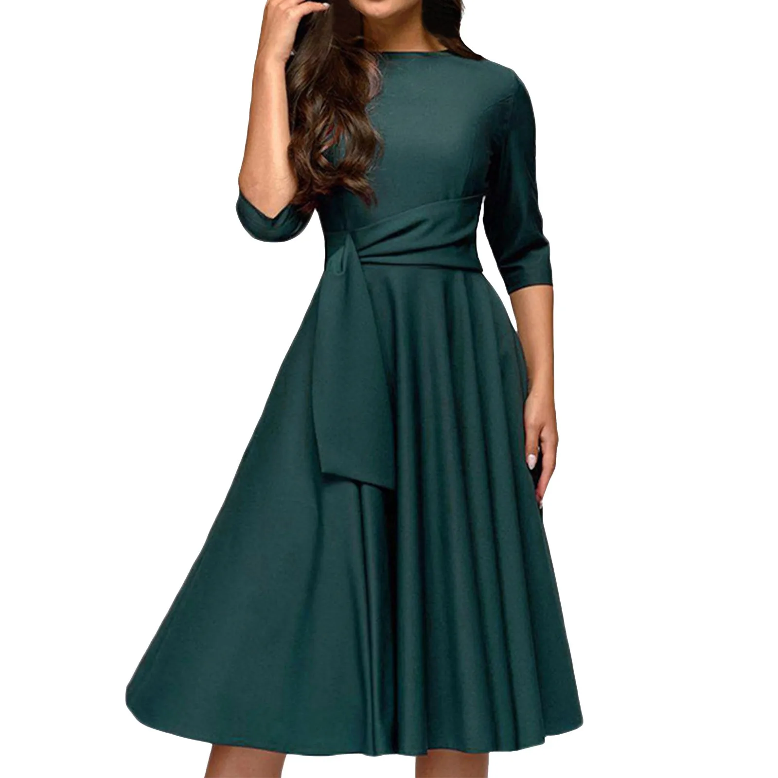 Women's Round Necked Mid Sleeve Belt Waist Dress Retro Style Skirt Summer V Neck Dresses for Women Womens Summer Dresses
Women's Round Necked Mid Sleeve Belt Waist Dress Retro Style Skirt Summer V Neck Dresses for Women Womens Summer Dresses