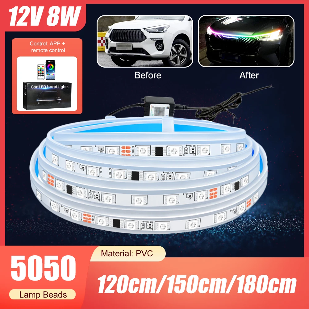 1.8m Flexible Car Hood LED Light Strip DRL 12V RGB LED Daytime Running Light Decorative Light Grill Headlight APP Remote Control
1.8m Flexible Car Hood LED Light Strip DRL 12V RGB LED Daytime Running Light Decorative Light Grill Headlight APP Remote Control