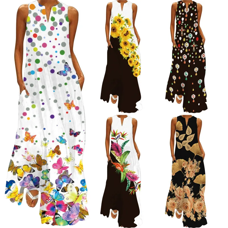 White Sexy V Neck Vintage Floral Print Dress Women 2022 Summer Sleeveless Elegant Maxi Dresses Women Party Beach Long Dress 5XL
White Sexy V Neck Vintage Floral Print Dress Women 2022 Summer Sleeveless Elegant Maxi Dresses Women Party Beach Long Dress 5XL