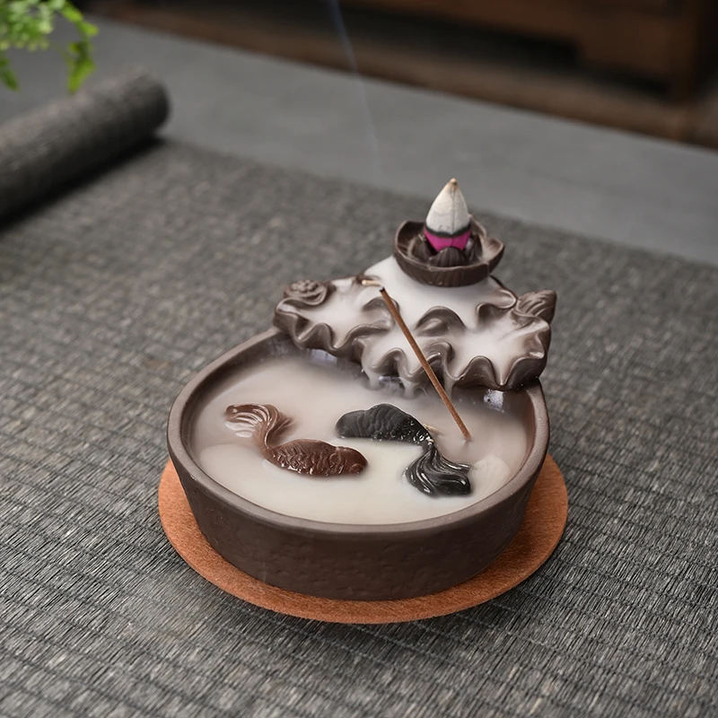 

Fish Backflow Incense Burner Meditation Gifts Home Office Tea House Decor Chinese Censer Holder Zen Buddhist Crafts Ornaments