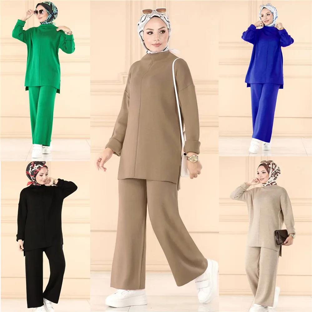 Muslim Women Knitted Long Sweater Tops Pants Two Pieces Set Warm Outfits Dubai Turkey Islamic Clothitng Tracksuit Abaya Dress
Muslim Women Knitted Long Sweater Tops Pants Two Pieces Set Warm Outfits Dubai Turkey Islamic Clothitng Tracksuit Abaya Dress