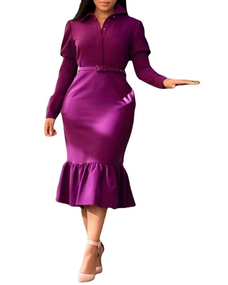 European Style Dresses For Women 2021 Elegant Solid High Waist Bodycon Dress Autumn Vintage Turn-down Collar Trumpet Party Dress
European Style Dresses For Women 2021 Elegant Solid High Waist Bodycon Dress Autumn Vintage Turn-down Collar Trumpet Party Dress