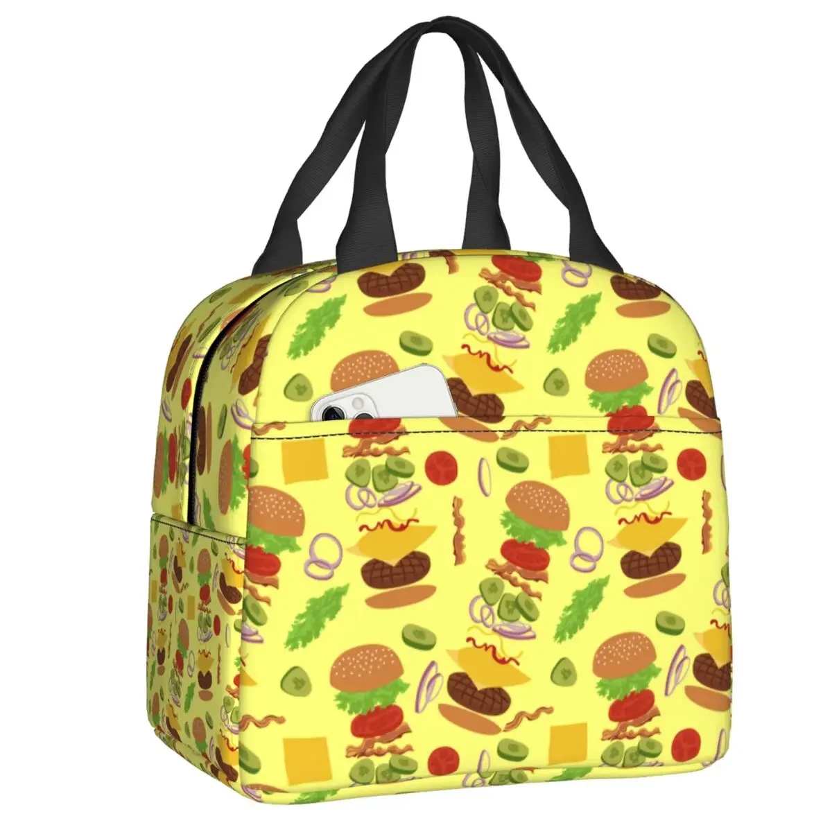 Hamburger Pattern Insulated Lunch Bags for Camping Travel Burgers Leakproof Thermal Cooler Lunch Box Women Kids
Hamburger Pattern Insulated Lunch Bags for Camping Travel Burgers Leakproof Thermal Cooler Lunch Box Women Kids