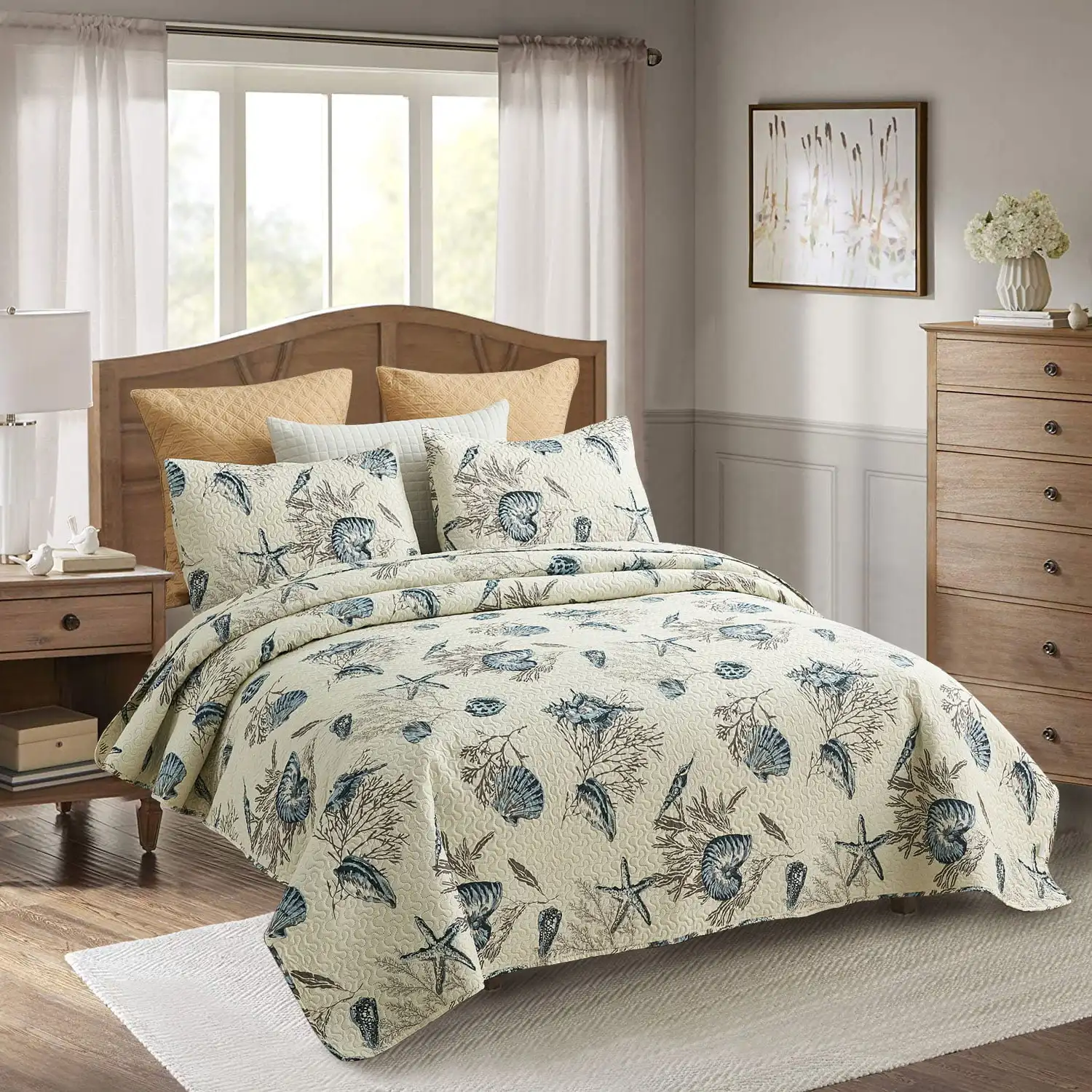 Quilt Set 3-Piece Queen 88"x92",Soft Reversible 1 Quilt & 2 Sham Bedding Coverlet Set
Quilt Set 3-Piece Queen 88"x92",Soft Reversible 1 Quilt & 2 Sham Bedding Coverlet Set