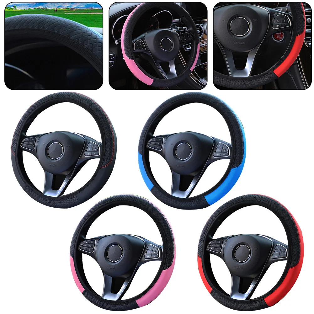 Car Accessories Steering Wheel Cover Stylish Car Interior Steering Wheel Cover Black Leather Anti-slip 15''38cm Universal
Car Accessories Steering Wheel Cover Stylish Car Interior Steering Wheel Cover Black Leather Anti-slip 15''38cm Universal