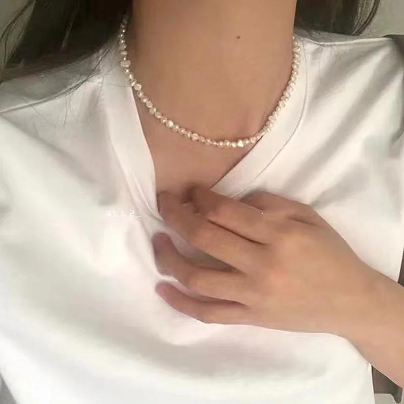 

Minar High Street Natural Freshwater Pearl Necklaces For Women Irregular Pearls Strand Chain Choker Necklace Accessories 2023