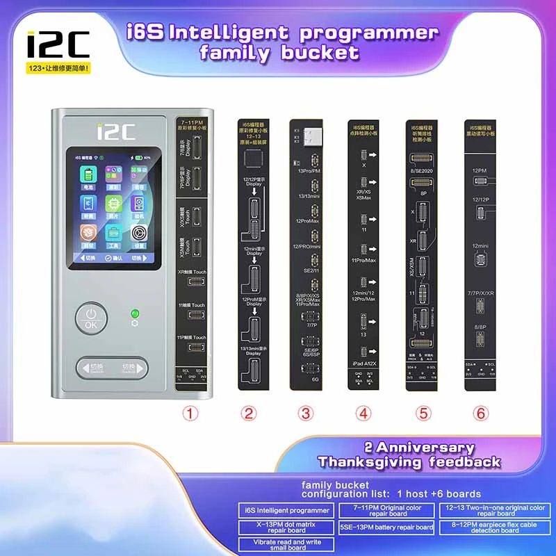i2C i6S Programmer Photosensitive Original Screen True Tone Recovery Battery Dot Maxtrix Repair Tools For iPhone 6-14 Pro Max
i2C i6S Programmer Photosensitive Original Screen True Tone Recovery Battery Dot Maxtrix Repair Tools For iPhone 6-14 Pro Max