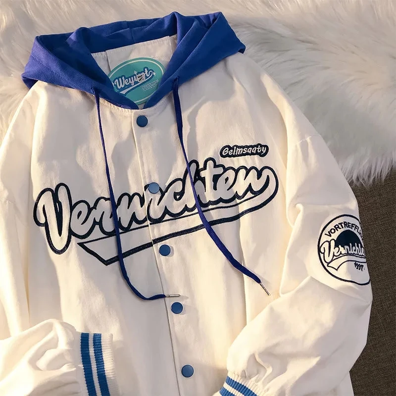 Oversize Student Korean Version Loose Baseball Bomber Jacket Autumn Women's Autumn Long Sleeved College Style White Jacket
Oversize Student Korean Version Loose Baseball Bomber Jacket Autumn Women's Autumn Long Sleeved College Style White Jacket
