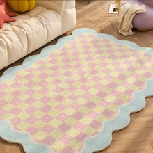Carpets for Living Room Plaid Children Bedroom Fluffy Rug Home Decoration Cloakroom IG Floral Plush Mats ковер Tapete Tapis 러그