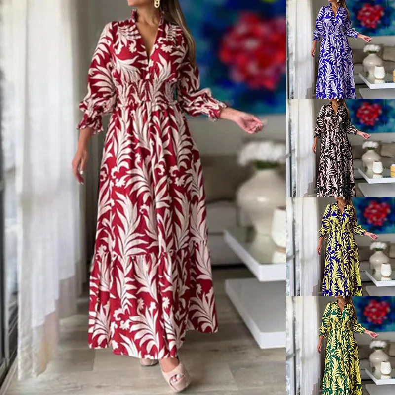 Autumn New Women's Wear Waist Pullover Bohemian Print Long Sleeve Swing Dress
Autumn New Women's Wear Waist Pullover Bohemian Print Long Sleeve Swing Dress