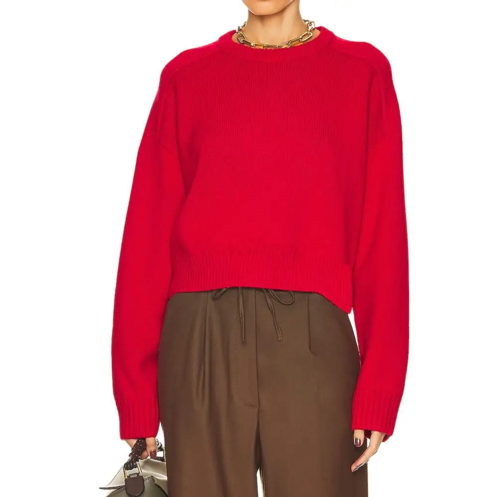 Ladies Winter o-neck Knit Pullover Long Sleeve Pure Color Ribbed Trim Wool Sweater Wool Cashmere Striped Hem Loose Women Coat
Ladies Winter o-neck Knit Pullover Long Sleeve Pure Color Ribbed Trim Wool Sweater Wool Cashmere Striped Hem Loose Women Coat