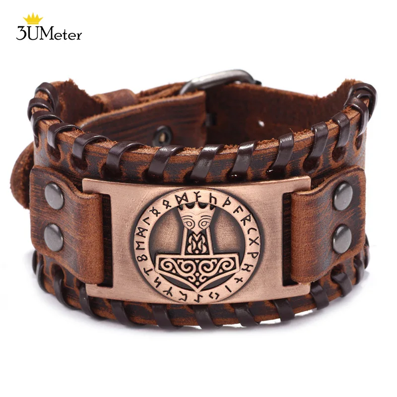 New Vintage Punk Leather Wristband Men Nordic Vicking Leather Bracelet Adjustable Ordin Rune Leather Bangle Heavy Metal Jewelry 
New Vintage Punk Leather Wristband Men Nordic Vicking Leather Bracelet Adjustable Ordin Rune Leather Bangle Heavy Metal Jewelry