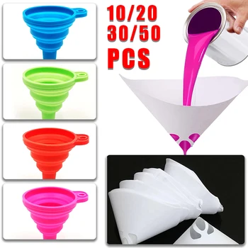 10/20/30/50Pcs Paint Filter Paper Disposable Purifying Straining Cup Conical Paint Strainers Nylon Mesh Uniform Filtration