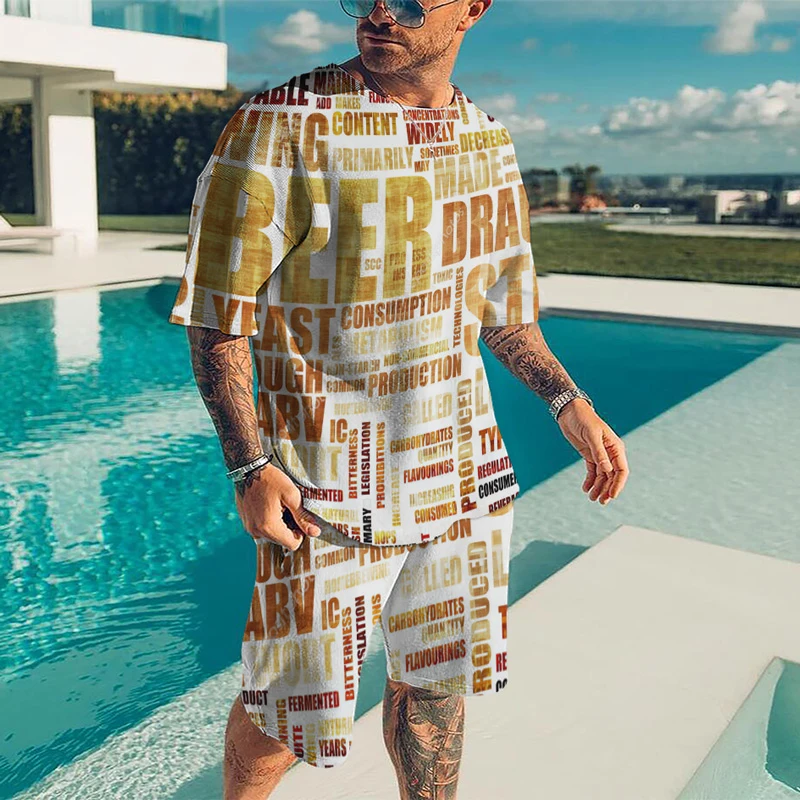 2022Summer Casual Fun English Alphabet Graffiti Round Neck Oversized Fashion Men's Short-Sleeved T-Shirt Shorts Two-Piece Set
2022Summer Casual Fun English Alphabet Graffiti Round Neck Oversized Fashion Men's Short-Sleeved T-Shirt Shorts Two-Piece Set