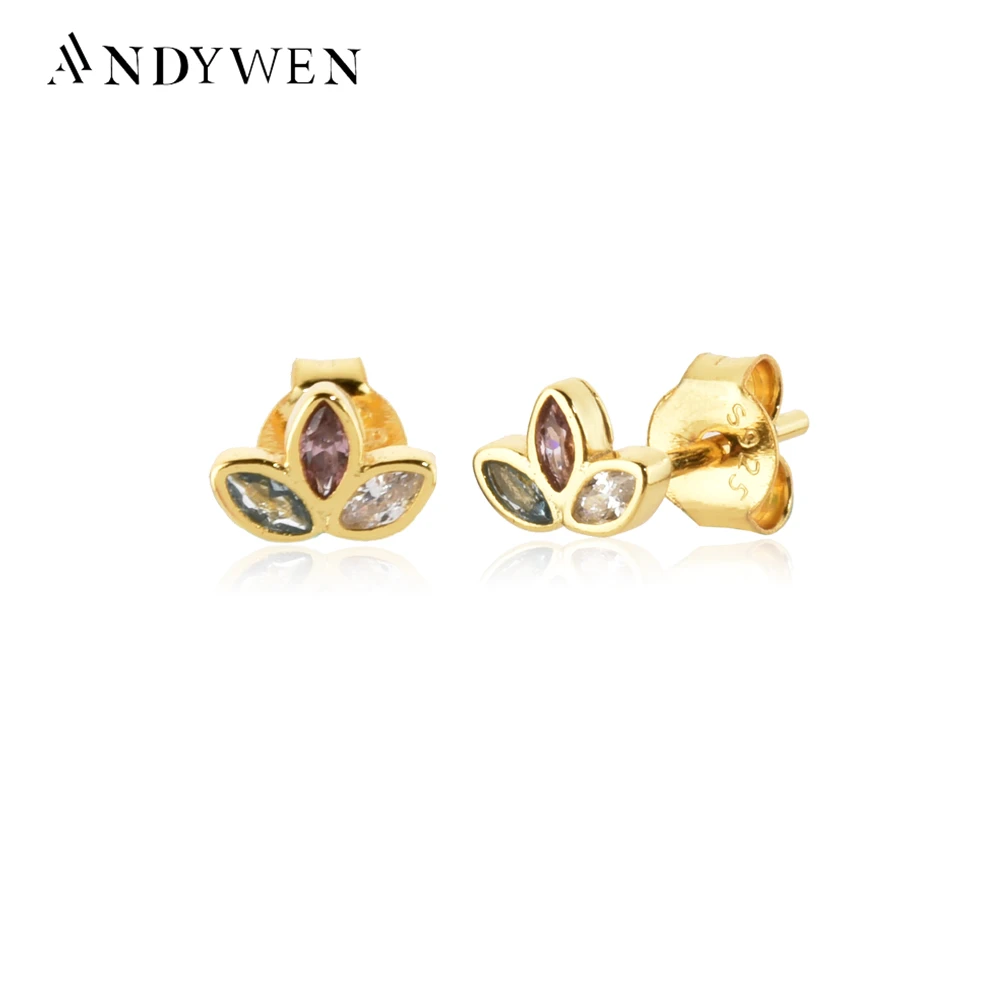 ANDYWEN 925 Sterling Silver Gold Rainbow CZ Three Zircon Rainbow Stud Earring Piercing Pendiente Luxury Jewelry For Women
ANDYWEN 925 Sterling Silver Gold Rainbow CZ Three Zircon Rainbow Stud Earring Piercing Pendiente Luxury Jewelry For Women