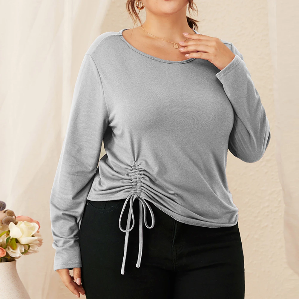 Ladies Plus Size Pullover Clothes Drawstring Fall Knit Tops Long Sleeve O Neck Solid Color Sport Spring Sweater
Ladies Plus Size Pullover Clothes Drawstring Fall Knit Tops Long Sleeve O Neck Solid Color Sport Spring Sweater