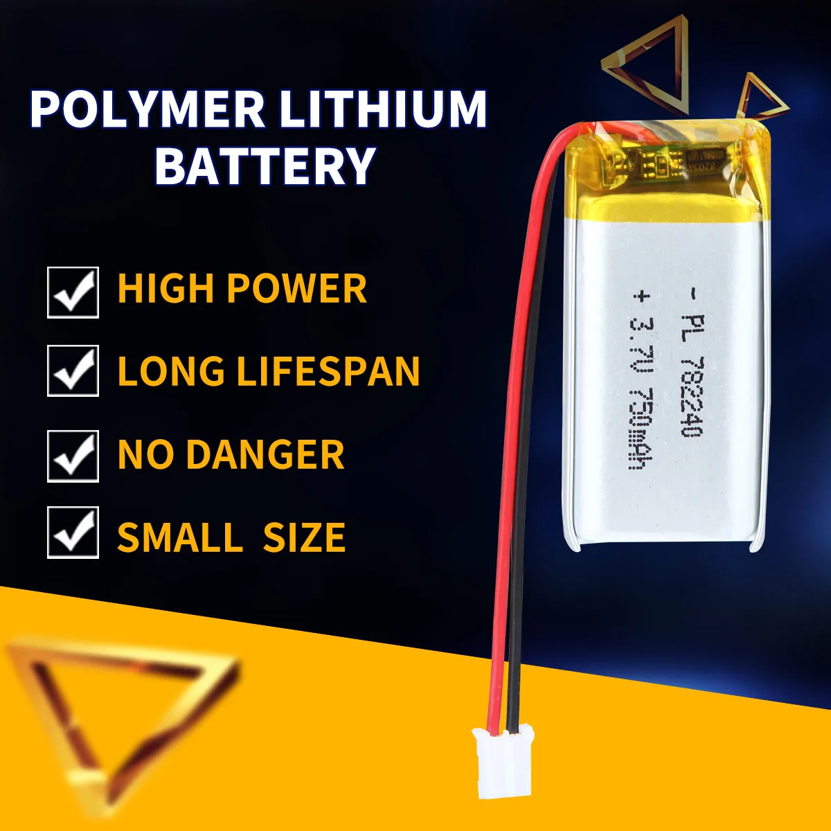 3.7V 750mAh 782240 Rechargeable Lithium Polymer Battery For GPS MP3 MP4 Recorder Smart Watch Bluetooth Headset Li-Po Cell
3.7V 750mAh 782240 Rechargeable Lithium Polymer Battery For GPS MP3 MP4 Recorder Smart Watch Bluetooth Headset Li-Po Cell
