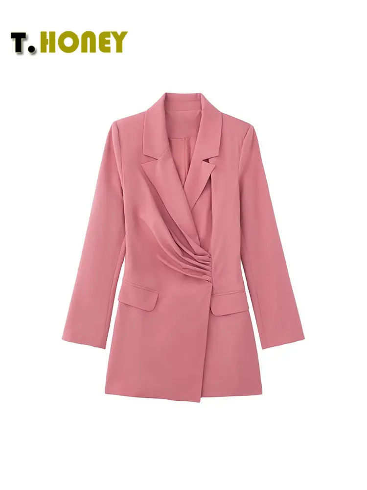 TELLHONEY Women Fashion Solid Color Notched Collar With Pockets Blazer Dress Female Casual Long Sleeves High Waist Pleat Dresses
TELLHONEY Women Fashion Solid Color Notched Collar With Pockets Blazer Dress Female Casual Long Sleeves High Waist Pleat Dresses