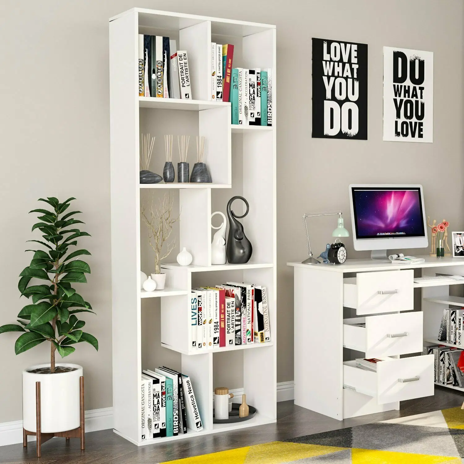 Homfa Bookcase White Bookshelf Book Shelving Unit Wood Display Rack Storage Organiser Living Room Office 60x24x160cm
Homfa Bookcase White Bookshelf Book Shelving Unit Wood Display Rack Storage Organiser Living Room Office 60x24x160cm