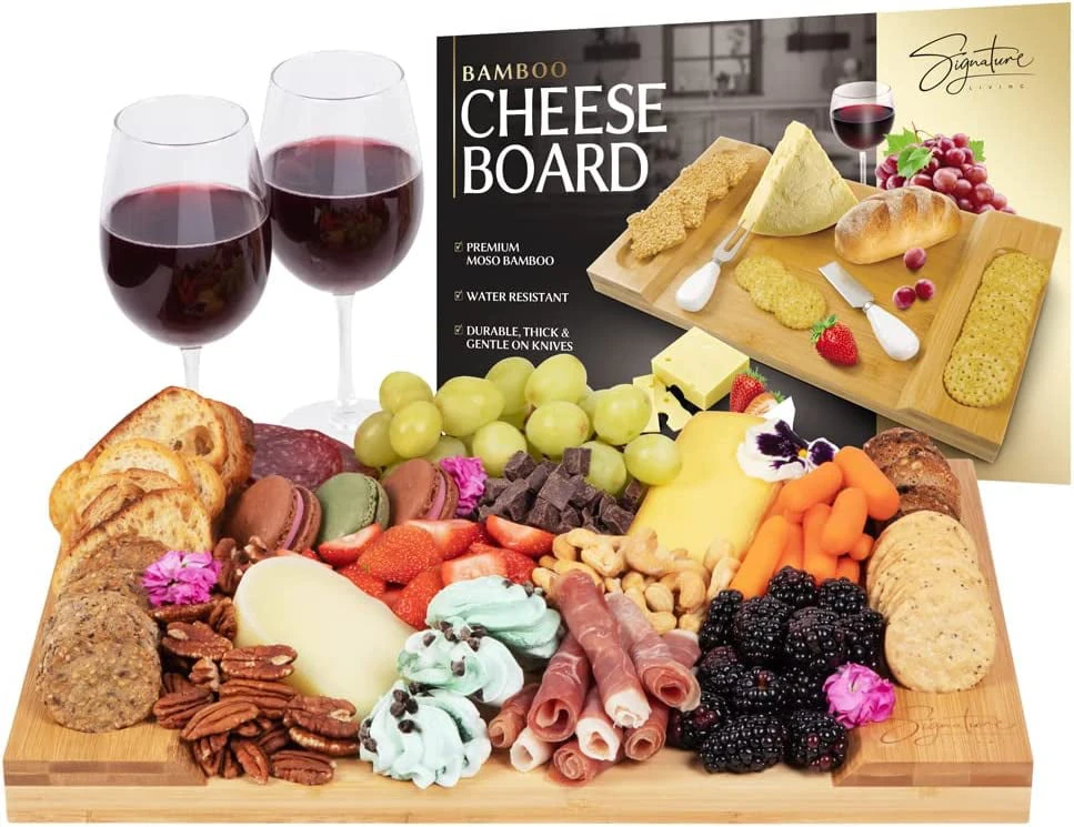 Living Large Bamboo Cheese Board (16” x 10” x 1.2”) Charcuterie Board for Cheese, Crackers, Meat - Durable Wooden Housewa
Living Large Bamboo Cheese Board (16” x 10” x 1.2”) Charcuterie Board for Cheese, Crackers, Meat - Durable Wooden Housewa