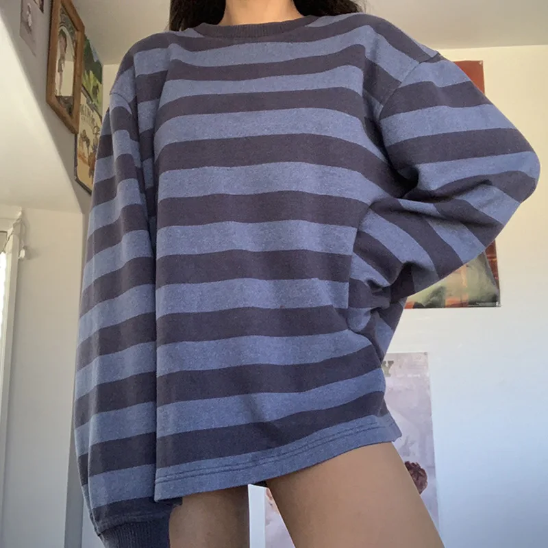 Womens Casual Long Sleeve Sweater Oversized Hoodies Contrast Color Striped Round Neck Loose Sweatshirt Pullovers
Womens Casual Long Sleeve Sweater Oversized Hoodies Contrast Color Striped Round Neck Loose Sweatshirt Pullovers