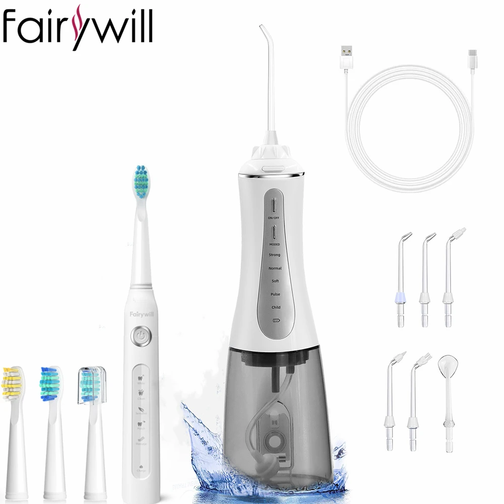 Hot Sale Fairywill 350ml Portable Oral Irrigator USB Rechargeable Toothbrush Water Flosser Jet Irrigator Dental Teeth Cleaner
Hot Sale Fairywill 350ml Portable Oral Irrigator USB Rechargeable Toothbrush Water Flosser Jet Irrigator Dental Teeth Cleaner