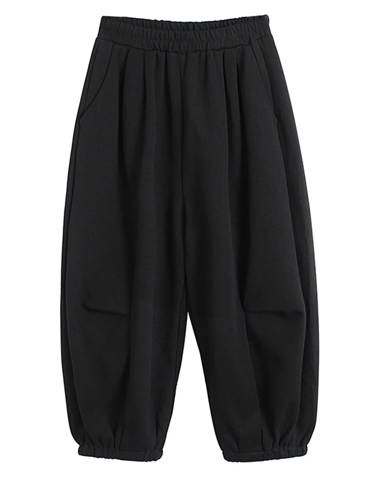 Женские широкие брюки с эластичным поясом, черные повседневные свободные брюки с карманами, весна-осень 2023, H355
Женские широкие брюки с эластичным поясом, черные повседневные свободные брюки с карманами, весна-осень 2023, H355