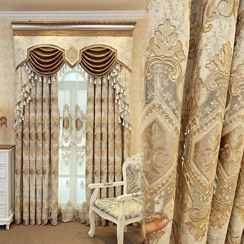 Chenille Elegant Blackout Curtains Beige European Embroidery Window Curtains Shading Curtains for Living Room Bedroom Custom
Chenille Elegant Blackout Curtains Beige European Embroidery Window Curtains Shading Curtains for Living Room Bedroom Custom