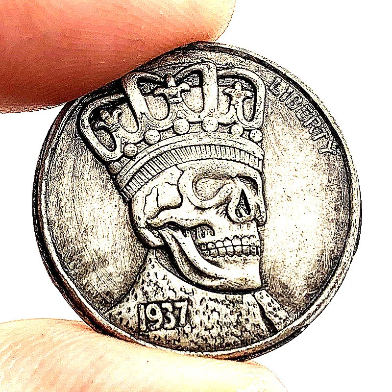 1937 Wanderer Skull King Crown Antique Copper Old Silver Medal Collection 20mm craft copper silver coins coin holder
1937 Wanderer Skull King Crown Antique Copper Old Silver Medal Collection 20mm craft copper silver coins coin holder