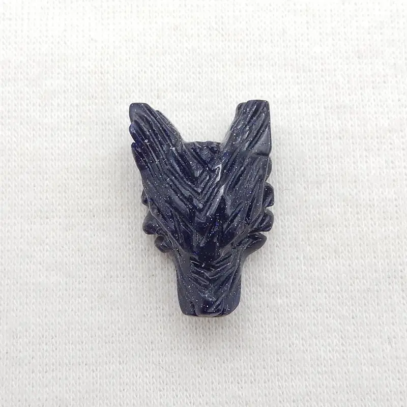 

Semiprecious Stones Blue Goldstone Carved Wolf Head Pendant Bead 22x14x9mm 3g Semiprecious Fashion Jewelry Necklace Accessory