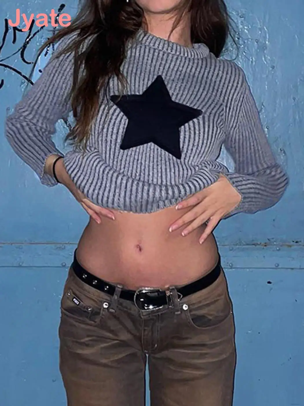 Jyate винтажная эстетика Y2K, трикотажная Женская одежда с рисунком звезды, в стиле 90-х, повседневные гранж рубашки с длинным рукавом
Jyate винтажная эстетика Y2K, трикотажная Женская одежда с рисунком звезды, в стиле 90-х, повседневные гранж рубашки с длинным рукавом