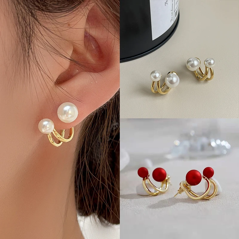 Dual-purpose Pearl Earrings for Women Red White Fashion Round Circle Hoop Earrings Travel Wedding Jewelry Gift 2022 Korean
Dual-purpose Pearl Earrings for Women Red White Fashion Round Circle Hoop Earrings Travel Wedding Jewelry Gift 2022 Korean