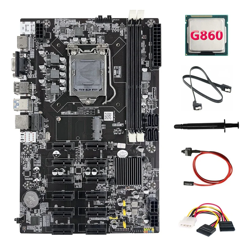 B75 ETH Mining Motherboard 12 PCIE+G860 CPU+4PIN To SATA Cable+SATA Cable+Switch Cable+Thermal Grease BTC Motherboard
B75 ETH Mining Motherboard 12 PCIE+G860 CPU+4PIN To SATA Cable+SATA Cable+Switch Cable+Thermal Grease BTC Motherboard