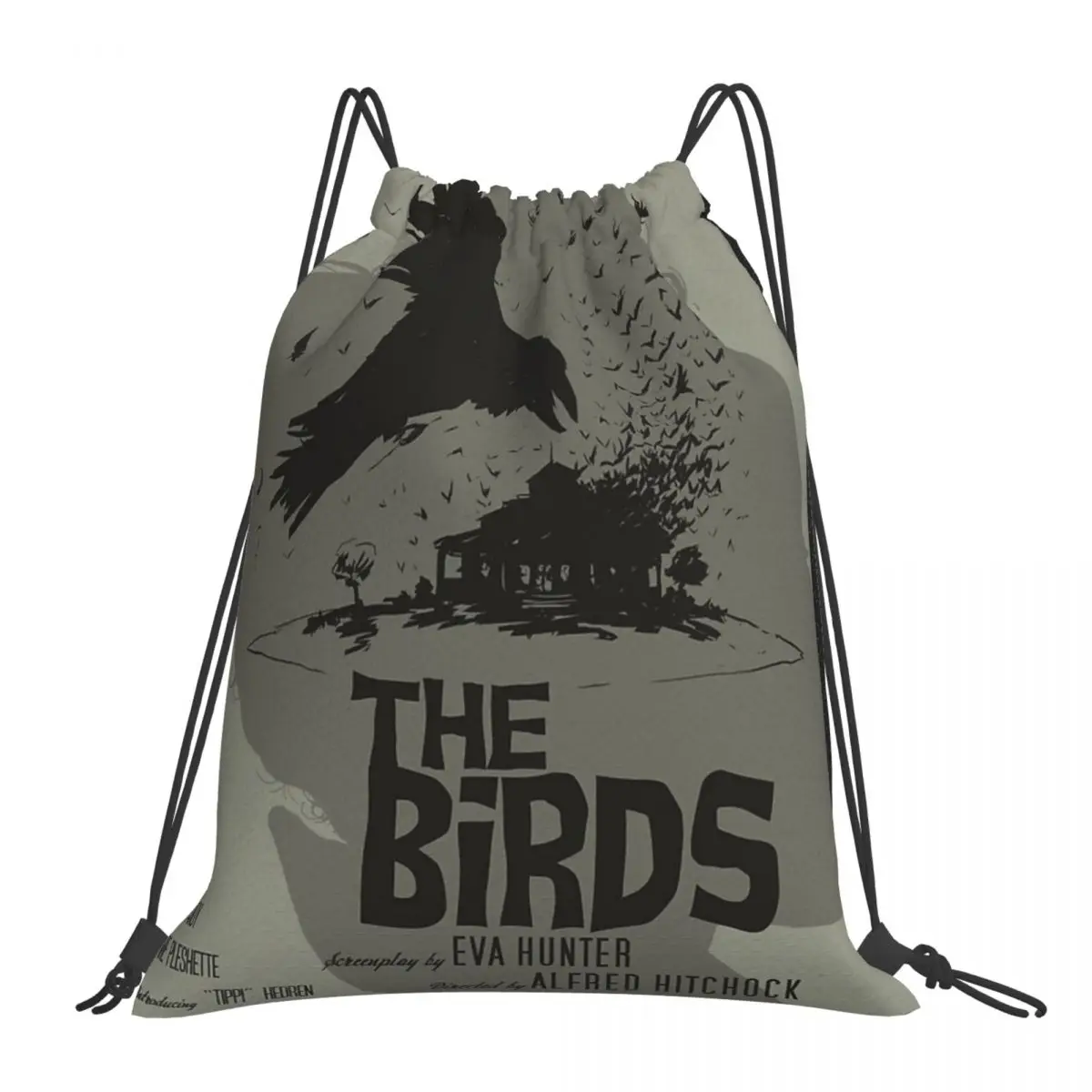 

THE BIRDS- ALTERNATIVE POSTER Backpacks Casual Drawstring Bags Drawstring Bundle Pocket Sundries Bag Book Bags For Man Woman