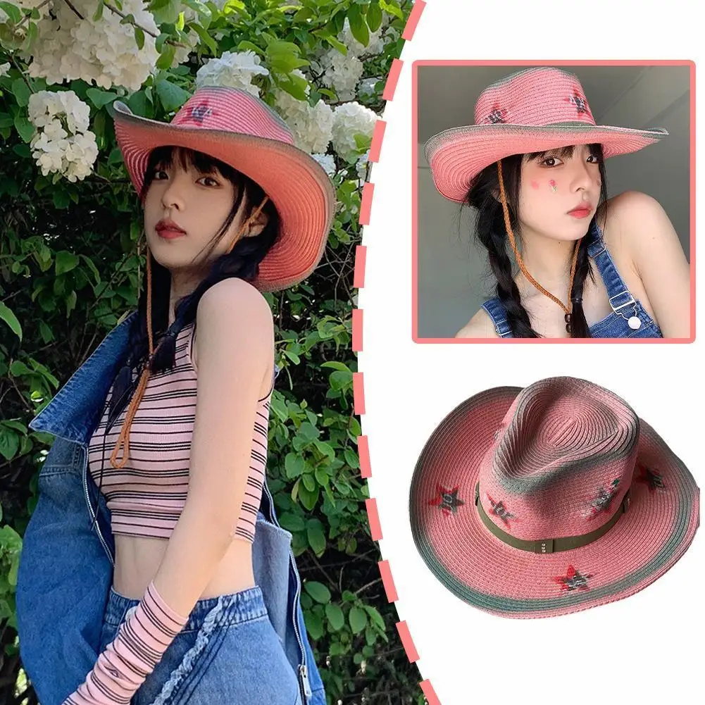 Женская Ковбойская шляпа в форме ковбоя, розовая соломенная шляпа в форме ковбоя с граффити, для костюмированной вечерние, модные аксессуар...
Женская Ковбойская шляпа в форме ковбоя, розовая соломенная шляпа в форме ковбоя с граффити, для костюмированной вечерние, модные аксессуар...