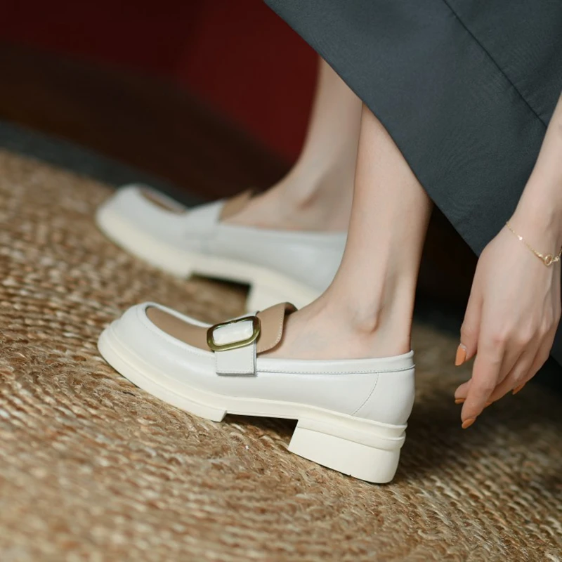 2022 Spring/Autumn Women Shoes Split Leather Women Loafers Round Toe Thick Heel Women Pumps Mixed Colors Buckle Shoes for Women
2022 Spring/Autumn Women Shoes Split Leather Women Loafers Round Toe Thick Heel Women Pumps Mixed Colors Buckle Shoes for Women