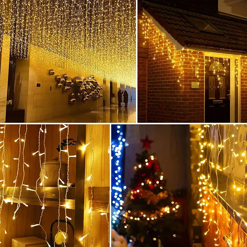 EU/US LED Icicle Curtain String Light Droop 0.6-0.8m Decorations for Home Street Eave Winter Decor Outdoor Christmas Garland
EU/US LED Icicle Curtain String Light Droop 0.6-0.8m Decorations for Home Street Eave Winter Decor Outdoor Christmas Garland
