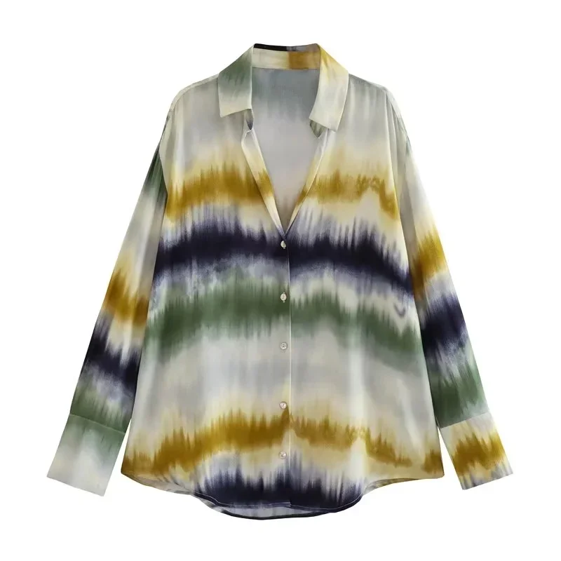 TRAF Women Tie-dyed Shirt V-neck Long Sleeves Lapel Collar Blouse Front Button Detail Retro Casual Chic 2023 Spring Summer New
TRAF Women Tie-dyed Shirt V-neck Long Sleeves Lapel Collar Blouse Front Button Detail Retro Casual Chic 2023 Spring Summer New