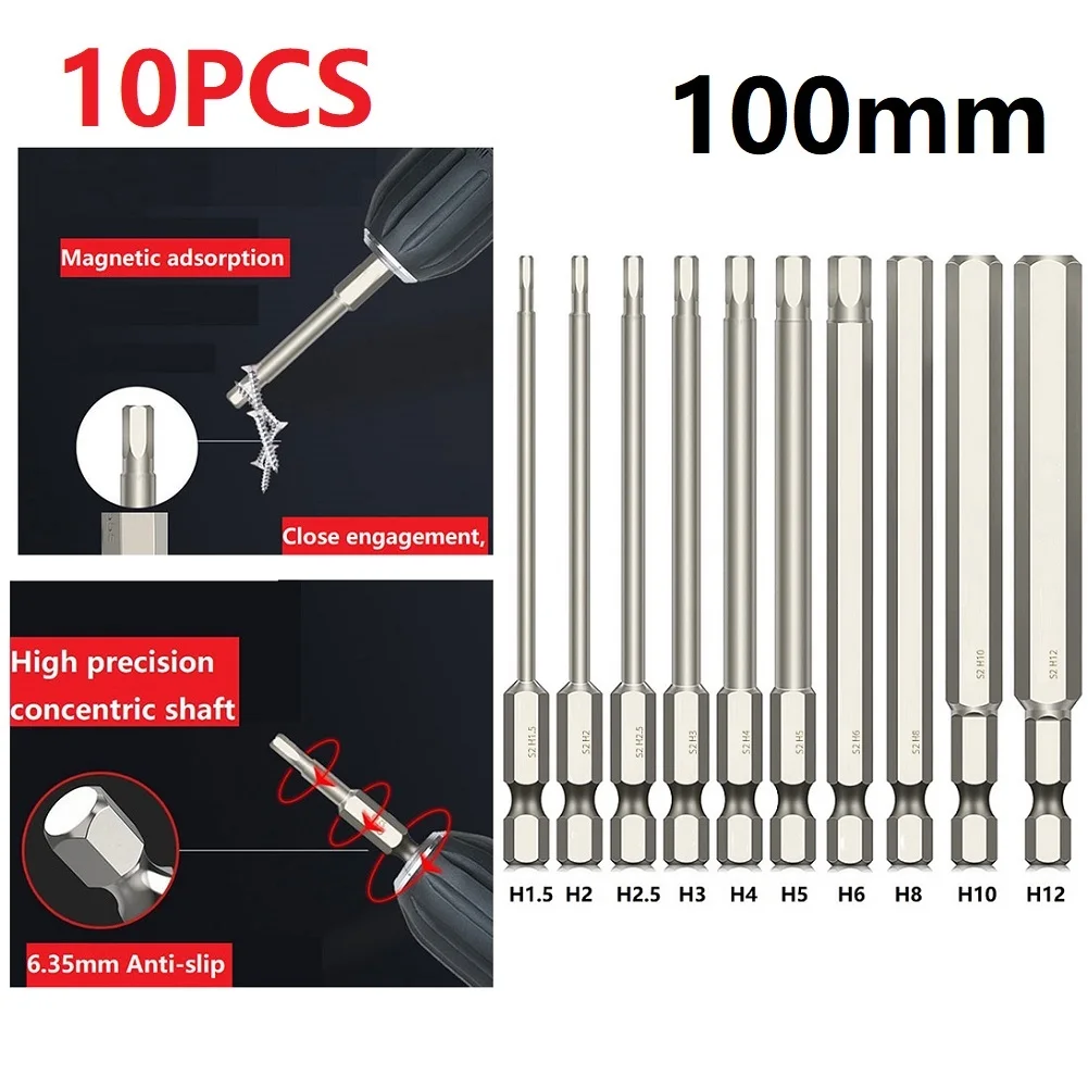 Drill Bit Hex Head Bits Silver Wrench 1/4 Inch 100mm 10pcs/Set Durable Hex Head Impact Driver Not Easy To Rust
Drill Bit Hex Head Bits Silver Wrench 1/4 Inch 100mm 10pcs/Set Durable Hex Head Impact Driver Not Easy To Rust