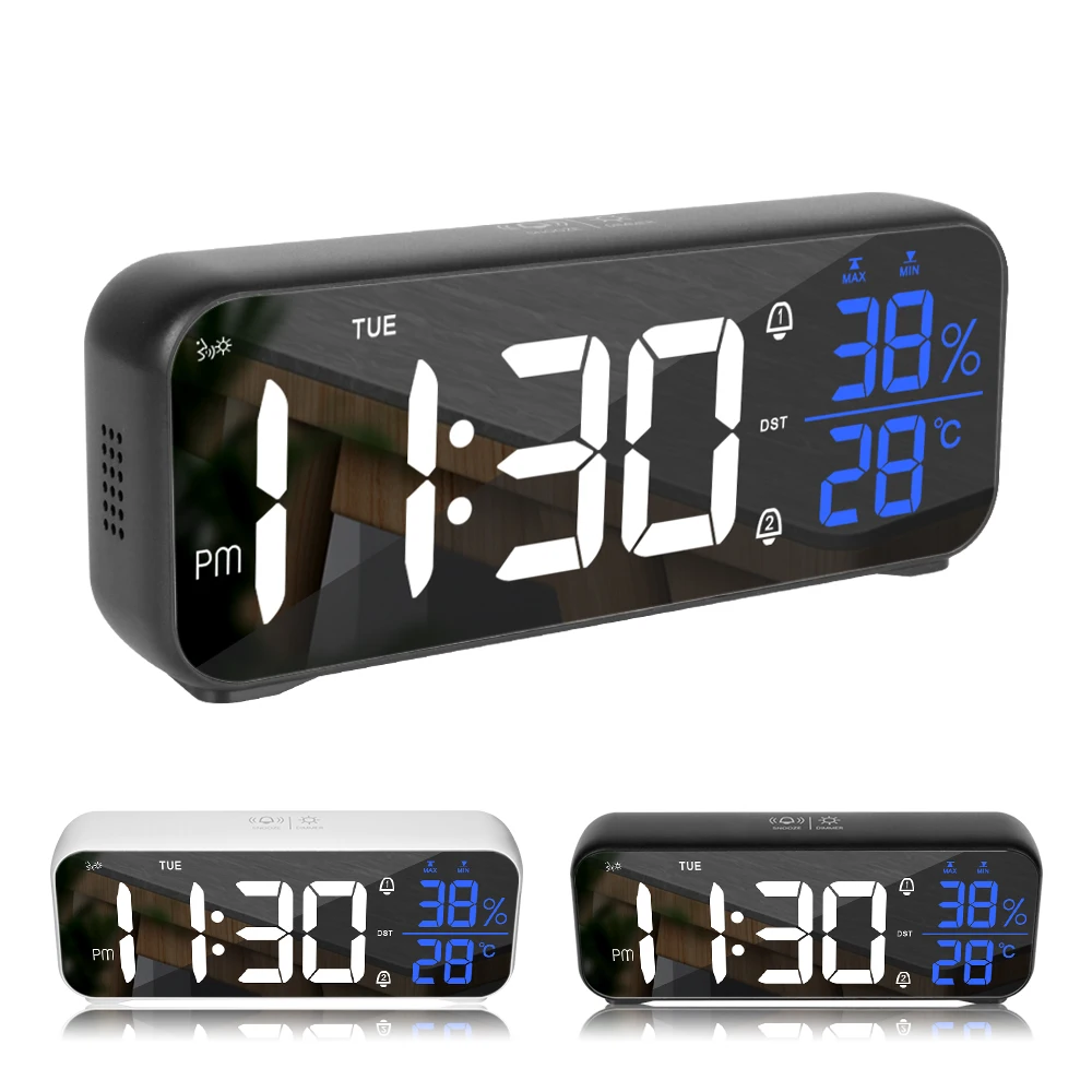 USB перезаряжаемые цифровые часы с голосовым контролем температуры и влажности, настольные часы с повтором сигнала, электронные часы-будильник с музыкой 
USB перезаряжаемые цифровые часы с голосовым контролем температуры и влажности, настольные часы с повтором сигнала, электронные часы-будильник с музыкой